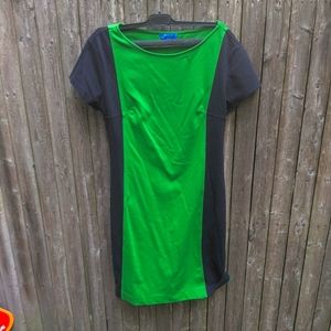 Derek Lam Black Green Colorblock Shift Dress M